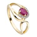 Fingerring JOBO "Ring mit Rubin und Zirkonia" Fingerringe Gr. 50, Gelbgold 333, goldfarben (gelbgold 333, rot) Damen Fingerringe