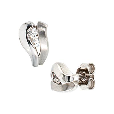Paar Ohrstecker JOBO, weiß (weißgold 375), Ohrringe, Damen, Weißgold 375, 375 Weißgold mit 4 Zirkonia Image
