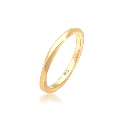 Fingerring ELLI "Gedreht Trend Basic 925er Silber" Gr. 54, gold, Fingerringe, Damen, 54mm, ohne Stein, Silber 925 (Sterlingsilber), 1.5mm Image