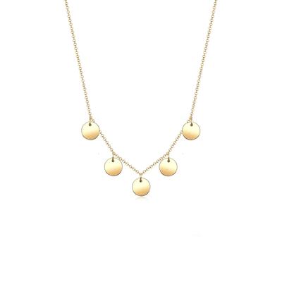 Kette mit Anhänger ELLI "mit 5 Plättchen Anhänger 925 Silber", gold, Halsketten, Damen, 45, ohne Stein, Silber 925 (Sterlingsilber), L: 45cm Image