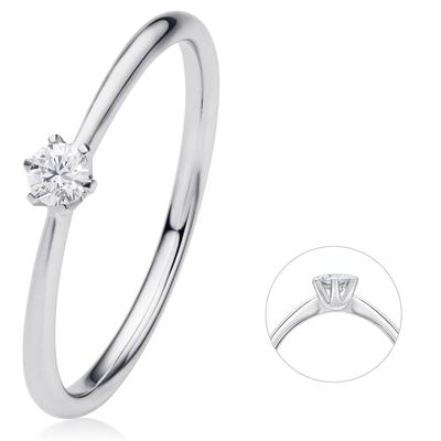 Diamantring ONE ELEMENT "0.1 ct Diamant Brillant Ring aus 585 Weißgold" Gr. 52, silber, Fingerringe, Damen, 52, 0,1 ct, Weißgold 585-Gold-Diamanten, Weißgold 585, Gold, Diamanten, ein stilvolles Accessoire für Damen mit Geschmack Image
