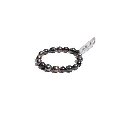 Perlenarmband DI PERLE "Damen Perlenschmuck Tahiti Perlen Armband ( 19 cm )" Armbänder Gr. 19, Edelstahl, schwarz (00. jan) Damen Perlenschmuck