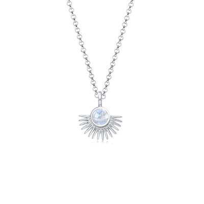 Collierkettchen ELLI "Sonne Mondstein Weiß 925 Sterling Silber" Gr. 45, silber, Halsketten, Damen, 45,mit Steinen, Silber 925 (Sterlingsilber), L: 45cm Image
