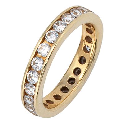 Memoirering JOBO Gr. 60, gold (gelbgold 333), Fingerringe, Damen, 60, Gelbgold 333, 333 Gold mit Zirkonia rundum Image