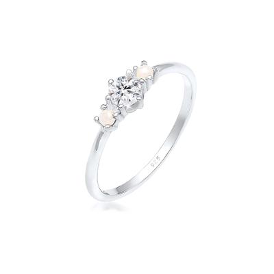 Verlobungsring ELLI "Glas Kristalle Synthetische Perle Weiß 925 Sterling Silber" Gr. 54, silber, Fingerringe, Damen, 54mm, Silber 925 (Sterlingsilber), 1mm Image