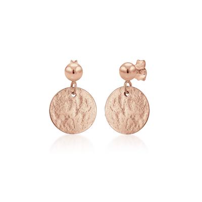 Paar Ohrhänger ELLI "Ohrhänger Plättchen Gehämmert Matt 925er Silber", rosa (rosegold), Ohrringe, Damen, OneSize, ohne Stein, Silber 925 (Sterlingsilber) Image