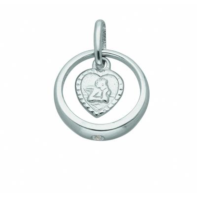 Kette mit Anhänger ADELIA´S "925 Silber Anhänger Taufring mit Zirkonia Ø 10,7 mm", silber, Halsketten, Damen, Silber 925