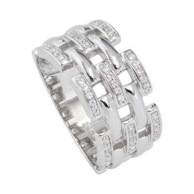 Silberring JOBO Gr. 60, silber (silber 925), Fingerringe, Damen, 60, Silber 925 (Sterlingsilber), breit 925 Silber mit 45 Zirkonia Image