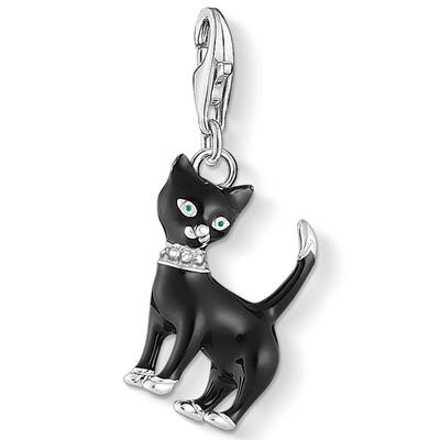 Charm-Einhänger THOMAS SABO "Katze, 1725-041-11", bunt (silberfarben, weiß, schwarz, weiß), Charms, Damen, Silber 925 (Sterlingsilber), mit Zirkonia (synth.) Image
