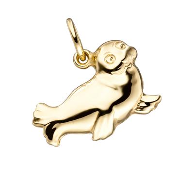 Ketten-Anhänger JOBO "Anhänger Robbe", gelb (gelbgold 585), Schmuckanhänger, Damen, Gelbgold 585, 585 Gold