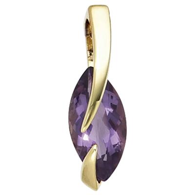 Ketten-Anhänger JOBO "Anhänger mit Amethyst", gelb (gelbgold 585), Schmuckanhänger, Damen, Gelbgold 585, 585 Gold