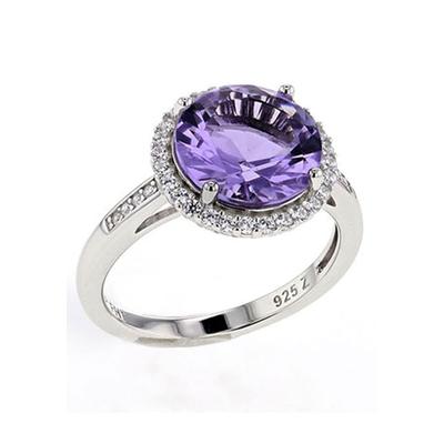 Fingerring FIRETTI "Schmuck Geschenk Silber 925 Silberring Kreis rund" Gr. 50, lila (silberfarben, lila, kristallweiß, lila, kristallweiß), Fingerringe, Damen, 50, Silber 925 (Sterlingsilber), 2,2mm, mit Glasstein, Zirkonia (synth.) Image