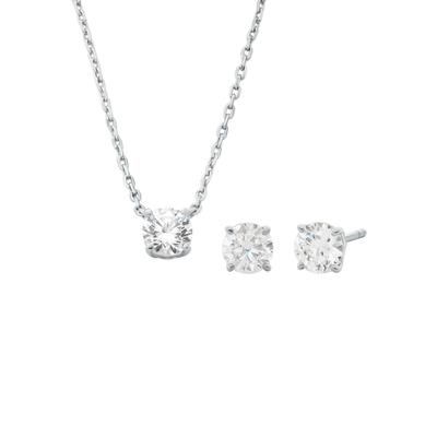 Ohrring und Ketten Set MICHAEL KORS "PREMIUM Schmuck-Set GIFTSET Solitär, MKC1695SET, MKC1694SET", silber (silberfarben,