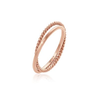 Fingerring ELLI "Wickelring Klassik Fein Gedreht 925 Silber" Gr. 64, rosa (rosegold), Fingerringe, Damen, 64mm, ohne Ste