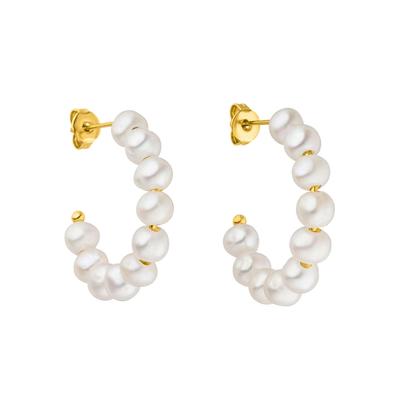 Paar Creolen PURELEI "Schmuck Geschenk Aina Ohrringe, 2125-Earring-Aina", gold (gelbgoldfarben, weiß), Ohrringe, Damen, Edelstahl-Perlen, Edelstahl, Perlen, mit Süßwasserzuchtperle Image