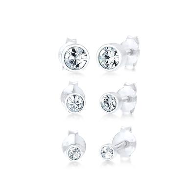 Ohrring-Set ELLI "Stecker Kristalle (3 tlg) 925 Silber", silber, Ohrringe, Damen, OneSize,mit Steinen, Silber 925 (Sterlingsilber) Image