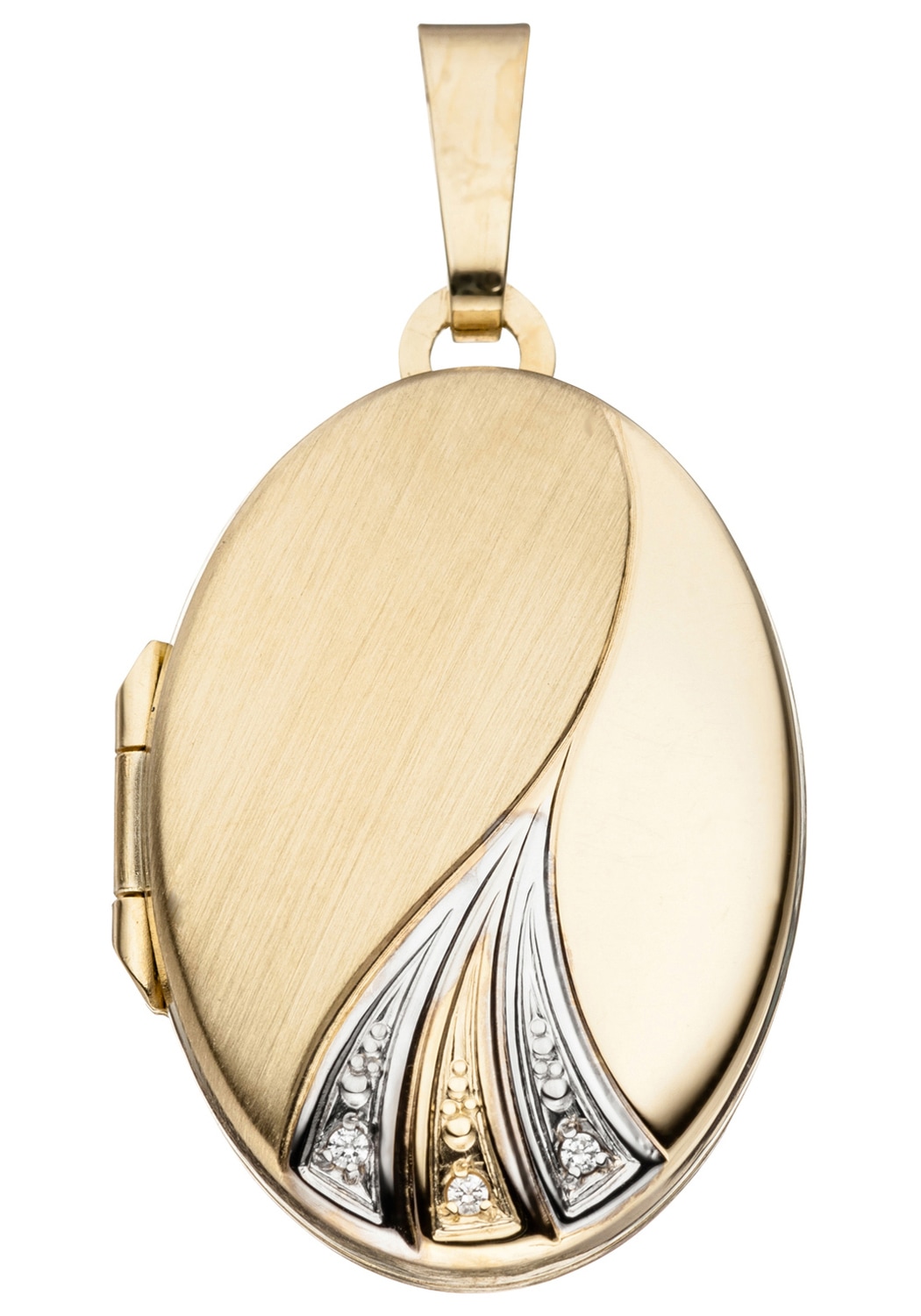 Medallionanhänger JOBO "Anhänger Medaillon oval", gold (gelbgold 333), Schmuckanhänger, Damen, Gelbgold 333, 333 Gold bicolor mit Zirkonia Image