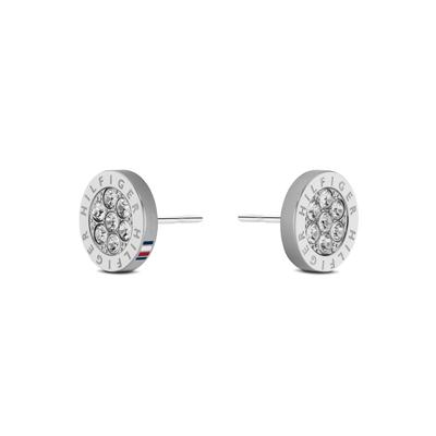 Paar Ohrstecker TOMMY HILFIGER "Schmuck Edelstahl Ohrschmuck Ohrringe CRYSTAL", silber (edelstahlfarben, weiß, weiß), Oh