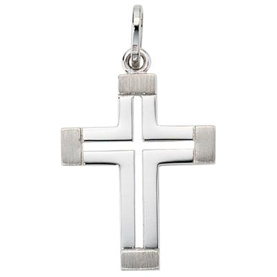 Kreuz-Anhänger JOBO "Anhänger Kreuz", weiß (weißgold 585), Schmuckanhänger, Damen, Weißgold 585, 585 Weißgold