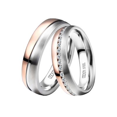 Trauring DOOSTI "Schmuck Geschenk Edelstahl Trauring Ehering Partnerring LIEBE" Gr. 60, rosa (edelstahlfarben, roségoldfarben), Fingerringe, 60, ohne Zirkonia, Edelstahl, 6mm, wahlweise mit oder ohne Zirkonia Image