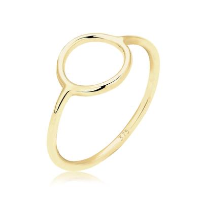 Fingerring ELLI PREMIUM "Geo Trend Look Kreis Statement 375 Gelbgold" Gr. 56, gold, Fingerringe, Damen, 56mm, ohne Stein, Gelbgold 375, 1.2mm Image
