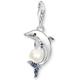 Charm-Einhänger THOMAS SABO "Delfin mit Perle, 1889-664-7" Charms silberfarben (silberfarben, blau, weiß, blau) Damen Charms Anhänger