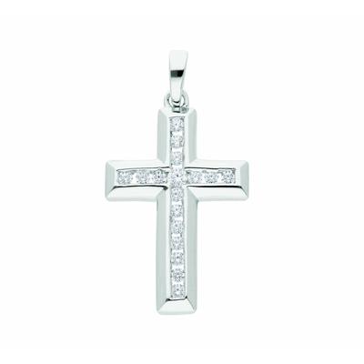 Ketten-Anhänger ADELIA´S "Damen & Herren 925 Silber Kreuz Anhänger mit Zirkonia", silber, Schmuckanhänger, Damen, Damen,mit Zirkonia, Silber 925 (Sterlingsilber), mit Zirkonia Silberschmuck für Damen & Herren Image