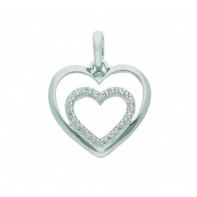 Ketten-Anhänger ADELIA´S "333 Weißgold Anhänger Herz", silber, Schmuckanhänger, Damen, Gold, mit Zirkonia Goldschmuck für Damen