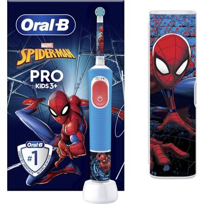 Elektrische Zahnbürste ORAL-B "Pro Kids Spiderman" Elektrozahnbürsten blau für Kinder ab 3 Jahren