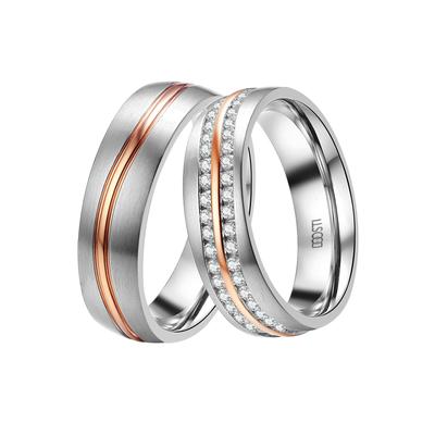 Trauring DOOSTI "Schmuck Geschenk Edelstahl Trauring Ehering Partnerring LIEBE" Gr. 64, rosa (edelstahlfarben, roségoldfarben), Fingerringe, 64, ohne Zirkonia, Edelstahl, 6mm, wahlweise mit oder ohne Zirkonia Image