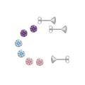 Ohrstecker-Set FIRETTI "Multipack Schmuck Geschenk Silber 925 Ohrstecker Glitzer" Ohrringe Gr. 3,5, Silber 925 (Sterlingsilber), bunt (silberfarben, pink, hellblau, lila, amethyst) Mädchen mit Zirkonia (synth.)