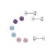 Ohrstecker-Set FIRETTI "Multipack Schmuck Geschenk Silber 925 Ohrstecker Glitzer" Ohrringe Gr. 3,5, Silber 925 (Sterlingsilber), bunt (silberfarben, pink, hellblau, lila, amethyst) Damen Ohrstecker