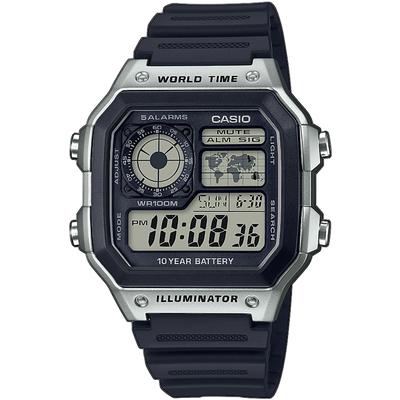 Chronograph, schwarz (schwarz, silberfarben), CASIO TIMELESS COLLECTION, Armbanduhren, Herren, Quarzuhr, Armbanduhr, Herrenuhr, Digitaluhr, Textilarmband Image