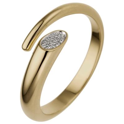 Fingerring JOBO Gr. 54, gelb (gelbgold 585), Fingerringe, Damen, 54, SI = kleine Einschlüsse, Gelbgold 585-Diamanten, Gelbgold 585, Diamanten, offen 585 Gold mit 10 Diamanten