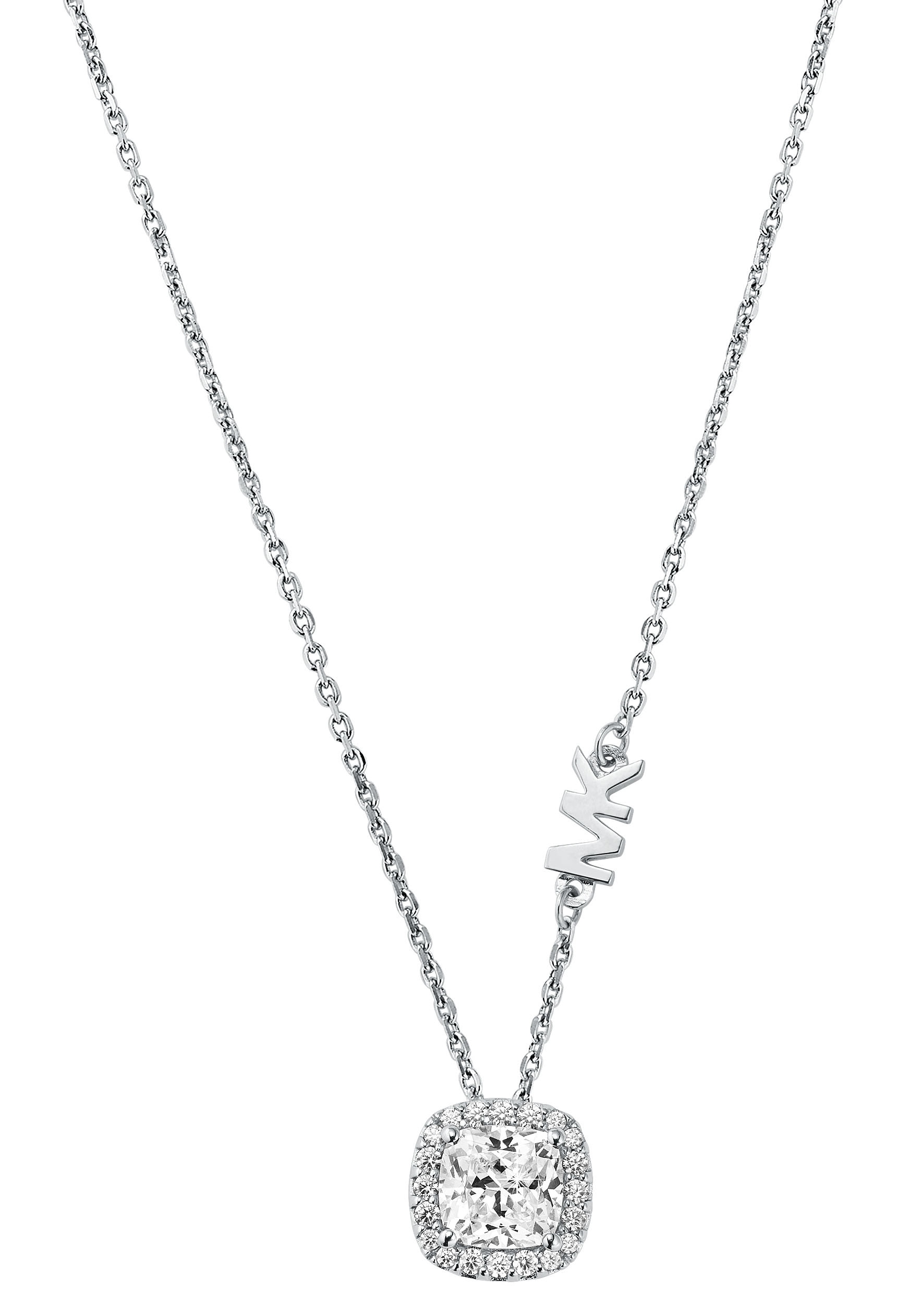 Kette mit Anhänger MICHAEL KORS "Schmuck Geschenk Silber 925 Halsschmuck", silber (silberfarben, kristallweiß), Halsketten, Damen, Silber 925 (Sterlingsilber), L: 45,5, mit Zirkonia (synth.)
