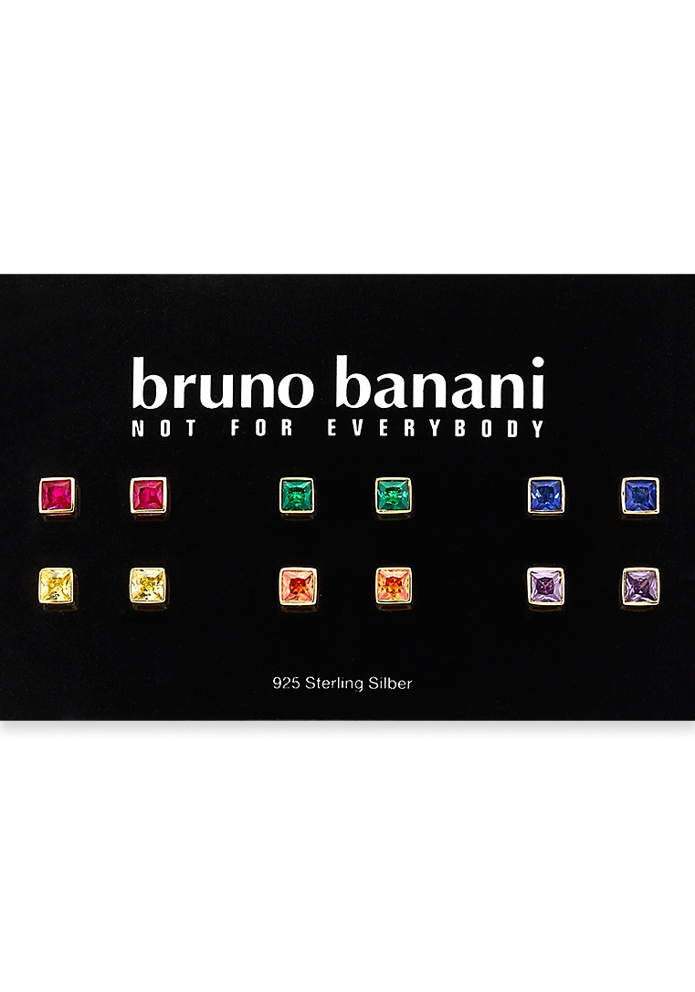 Ohrstecker-Set BRUNO BANANI "Mulitpack Schmuck Geschenk Silber 925 Ohrschmuckset Regenbogen", gold (gelbgoldfarben, mehrfarbig, mehrfarbig), Ohrringe, Damen, Silber 925 (Sterlingsilber), mit Zirkonia (synth.)