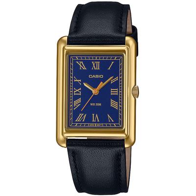 Quarzuhr, schwarz (schwarz, goldfarben, blau), CASIO TIMELESS COLLECTION, Armbanduhren, Damen, Armbanduhr, Damenuhr, analog, Lederarmband Image