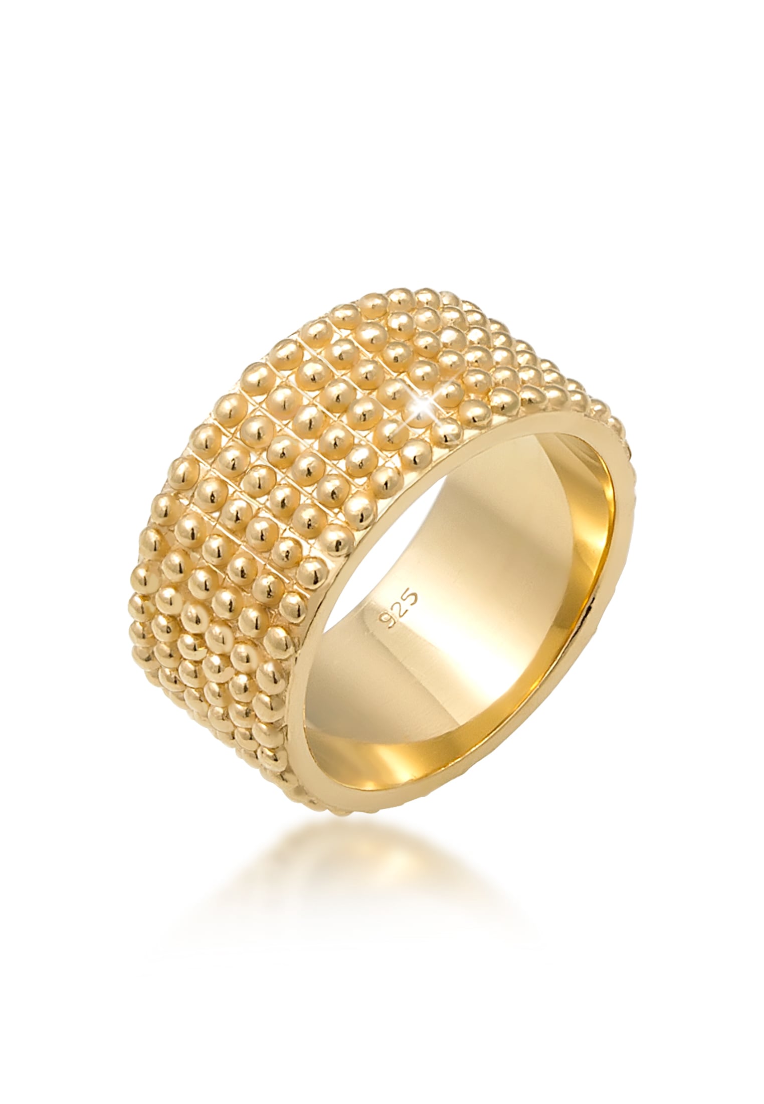 Fingerring ELLI "Breit Bandring Dots Kugeln 925 Silber" Gr. 56, gold, Fingerringe, Damen, 56mm, ohne Stein, Silber 925 (Sterlingsilber), 10mm Image