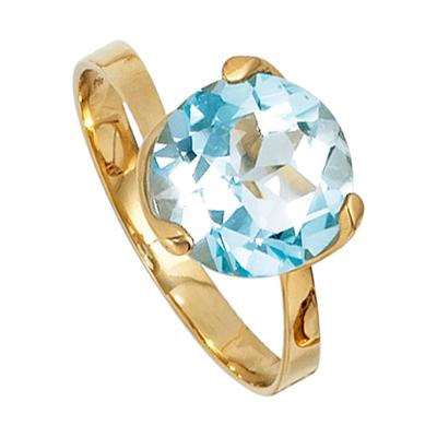 Goldring JOBO Gr. 58, gelb (gelbgold 585), Fingerringe, Damen, 58, Gelbgold 585, 585 Gold mit Blautopas Image
