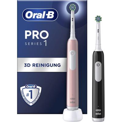 Elektrische Zahnbürste ORAL-B "PRO Series 1 Doppelpack" Elektrozahnbürsten pink (black/pink) Drucksensor