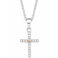 Kette mit Anhänger S.OLIVER JUNIOR "Halskette Herz Kreuz, 2018528", rosa (silber, 925, roségoldfarben), Halsketten, Mädchen, Silber 925 (Sterlingsilber), L: 40cm B: 1,2mm, mit Zirkonia (synth.), B:1,2mm