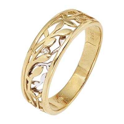 Solitärring JOBO Gr. 50, gelb (gelbgold 585), Fingerringe, Damen, 50, SI = kleine Einschlüsse, Gelbgold 585-Weißgold 585-Diamanten, Gelbgold 585, Weißgold 585, Diamanten, 585 Gold bicolor mit Diamant 0,02 ct. Image