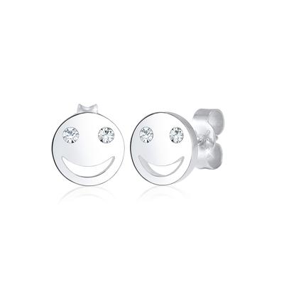 Paar Ohrstecker ELLI "mit Smiling Face Kristalle 925 Silber", silber (silber, weiß), Ohrringe, Damen, OneSize,mit Steine