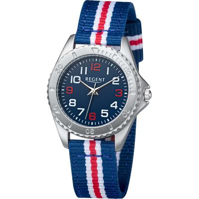 Quarzuhr REGENT "12400319 - 4759B-002-A" Armbanduhren blau (blau, weiß, rot) Kinder Kinderuhren