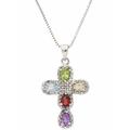 Kette mit Anhänger FIRETTI "Schmuck Geschenk Silber 925 Halsschmuck Halskette Venezianer Kreuz", bunt (lila, hellblau, grün, silber, 925, gelb, rot), Halsketten, Damen, Silber 925 (Sterlingsilber), L: 45cm B: 1mm, mit Amethyst, Citrin, Granat,...