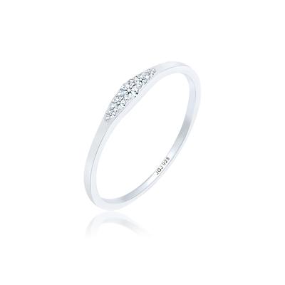 Verlobungsring ELLI DIAMONDS "Verlobungsring Diamant (0.09 ct) 925 Silber" Gr. 56, silber, Fingerringe, Damen, 56mm, 0.01 ct P1 = bei 10-facher Vergrößerung erkennbare Einschlüsse, Silber 925 (Sterlingsilber), 1mm Image