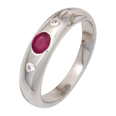 Silberring JOBO Gr. 58, silber (silber 925), Fingerringe, Damen, 58, Silber 925 (Sterlingsilber), 925 Silber mit Rubin und Zirkonia Image