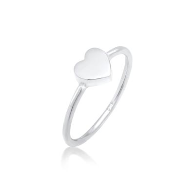 Fingerring ELLI "Herz Liebe Valentinstag Zeitlos 925 Silber" Gr. 58, silber, Fingerringe, Damen, 58mm, ohne Stein, Silber 925 (Sterlingsilber) Image
