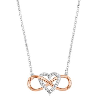 Kette mit Anhänger AMOR "Infinity Unendlichkeitsschleife mit Herz, 2022424", rosa (silberfarben, roségoldfarben, weiß), Halsketten, Damen, Silber 925 (Sterlingsilber), L: 45cm, mit Zirkonia (synth.) Image