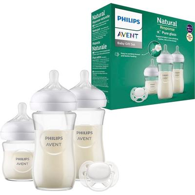 Babyflasche PHILIPS AVENT "Natural Response Starter-Set Glas für Neugeborene SCD878/11" Trinkflaschen Gr. 120 ml, farblos (.) Baby Babyflaschen